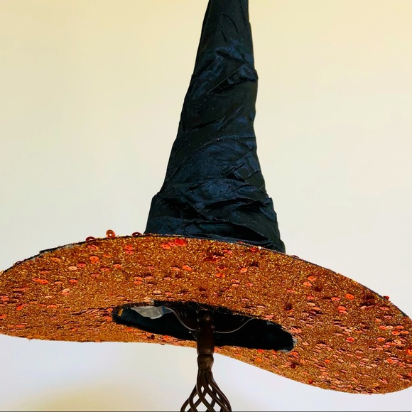 Witch hat multiple styling options in orange sparkle covered brim artisa… - Picture 9 of 16